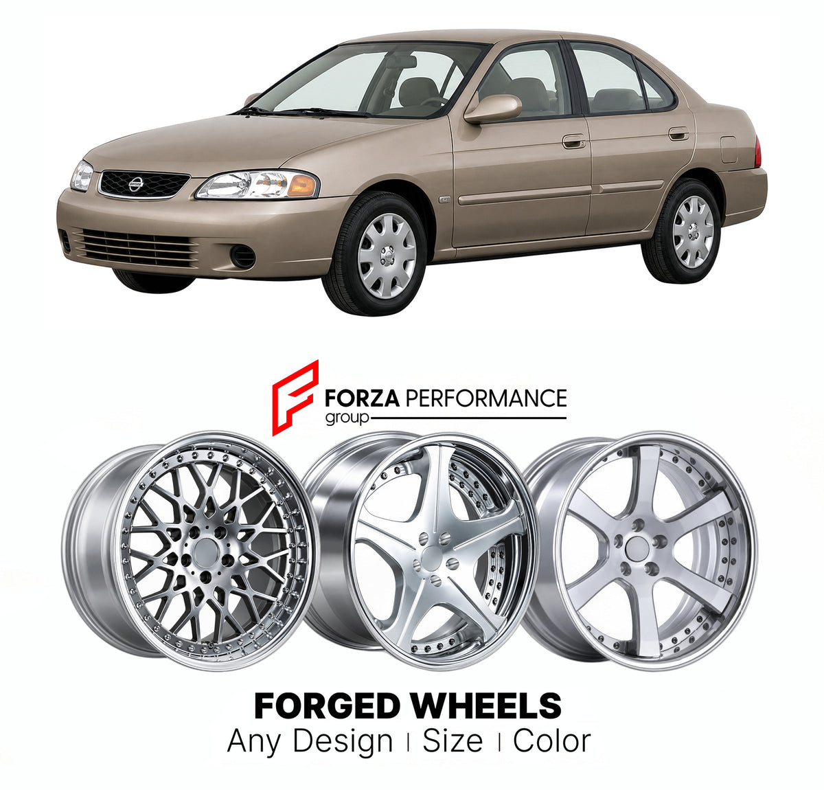 FORGED WHEELS RIMS for NISSAN SENTRA B15 2000 - 2003

Custom forged wheels for Nissan Sentra B15 2000 - 2003. Made-to-order monoblock, 2-piece and 3-piece rims in custom sizes, offsets, colors and finishes with guaranteed fitment.

We manufacture premium quality forged wheels rims for Nissan Sentra B15 2000 - 2003 in any design, size, color.

JDM WHEEL DESIGNS: our Japanese collection for sedans and wagons includes designs inspired by Weds Kranze, Wald, Leon Hardiritt, Vossen, Kuhl Racing, Aimgain, Work Whe