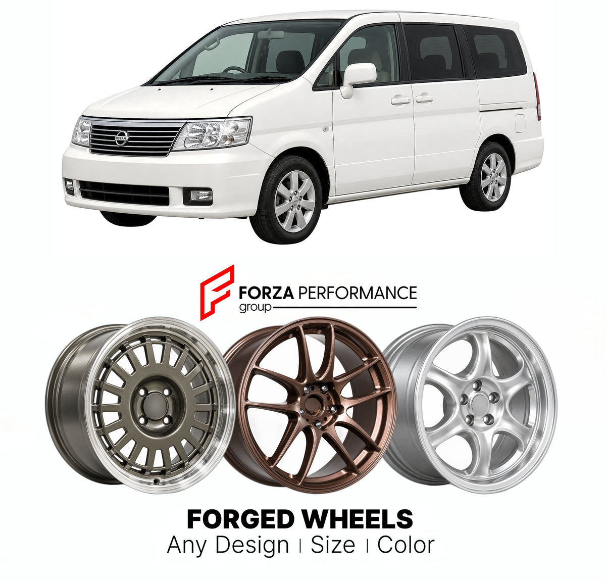 CUSTOM CLASSIC VINTAGE RESTOMOD RETRO OLD SCHOOL FORGED WHEELS RIMS for NISSAN SERENA C24 1999 - 2005

Custom forged wheels for Nissan Serena C24 1999 - 2005. Classic, vintage, restomod and retro JDM wheel designs made to order in custom sizes, offsets, colors and finishes with guaranteed fitment.

We manufacture premium quality forged wheels rims for Nissan Serena C24 1999 - 2005 in any design, size, color.

JDM WHEEL DESIGNS: our Japanese collection for hatchbacks, kei cars and MPVs includes designs inspi