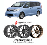 FORGED WHEELS RIMS for NISSAN SERENA C25 2005 - 2010

Custom forged wheels for Nissan Serena C25 2005 - 2010. Made-to-order monoblock, 2-piece and 3-piece rims in custom sizes, offsets, colors and finishes with guaranteed fitment.

We manufacture premium quality forged wheels rims for Nissan Serena C25 2005 - 2010 in any design, size, color.

JDM WHEEL DESIGNS: our Japanese collection for hatchbacks, kei cars and MPVs includes designs inspired by Rays Volk Racing, Enkei, XXR, Rota, Work Wheels, Cosmis Racin
