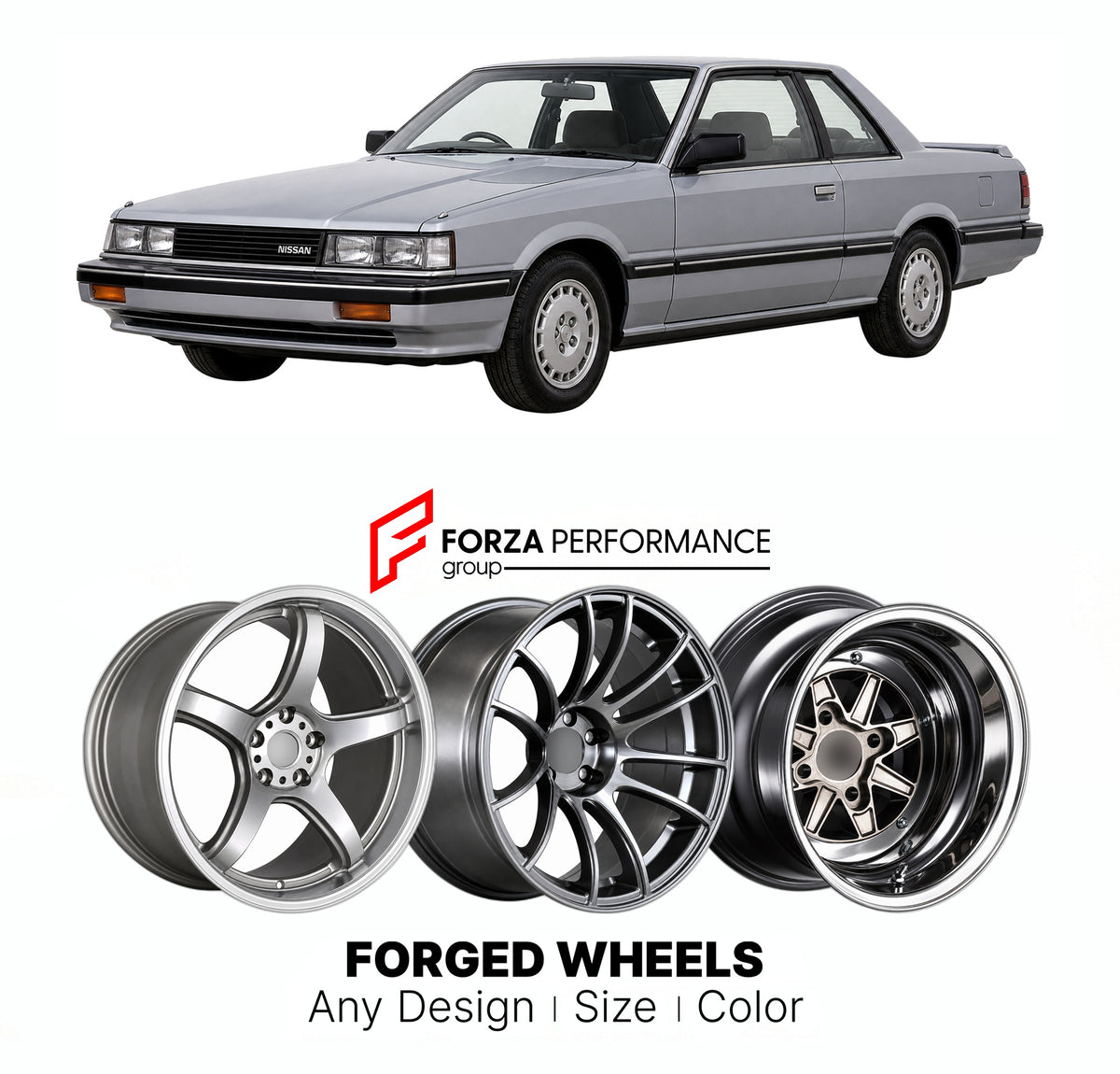 CUSTOM CLASSIC VINTAGE RESTOMOD RETRO OLD SCHOOL FORGED WHEELS RIMS for NISSAN SKYLINE R31 1985 - 1990

Custom forged wheels for Nissan Skyline R31 1985 - 1990. Classic, vintage, restomod and retro JDM wheel designs made to order in custom sizes, offsets, colors and finishes with guaranteed fitment.

We manufacture premium quality forged wheels rims for Nissan Skyline R31 1985 - 1990 in any design, size, color.

JDM WHEEL DESIGNS: our Japanese collection for sports cars and coupes includes designs inspired 