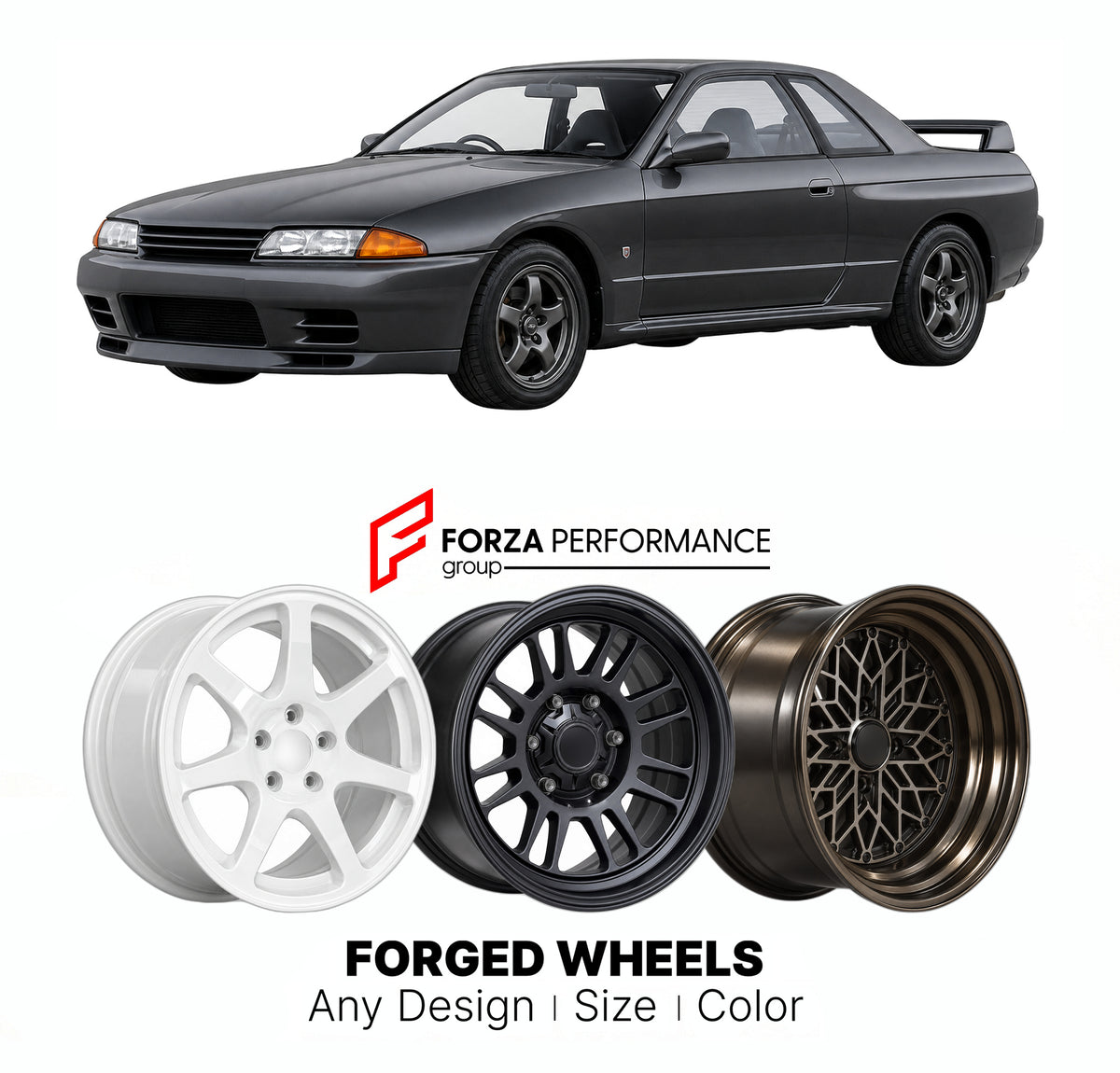CUSTOM CLASSIC VINTAGE RESTOMOD RETRO OLD SCHOOL FORGED WHEELS RIMS for NISSAN SKYLINE R32 1989 - 1994

Custom forged wheels for Nissan Skyline R32 1989 - 1994. Classic, vintage, restomod and retro JDM wheel designs made to order in custom sizes, offsets, colors and finishes with guaranteed fitment.

We manufacture premium quality forged wheels rims for Nissan Skyline R32 1989 - 1994 in any design, size, color.

JDM WHEEL DESIGNS: our Japanese collection for sports cars and coupes includes designs inspired 