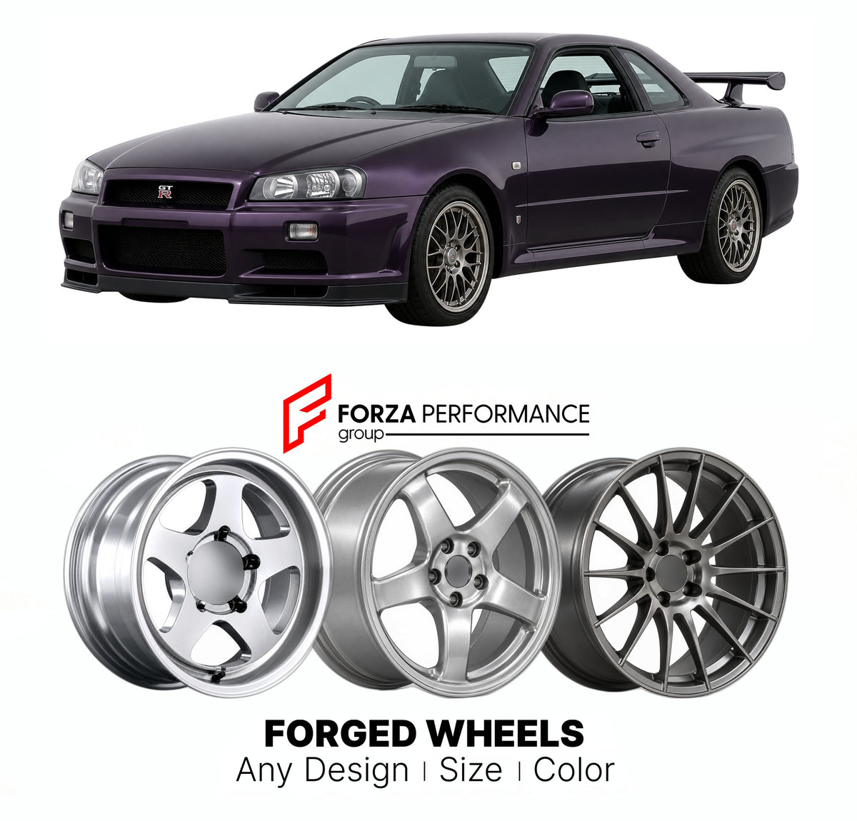 CUSTOM CLASSIC VINTAGE RESTOMOD RETRO OLD SCHOOL FORGED WHEELS RIMS for NISSAN SKYLINE R34 1998 - 2002

Custom forged wheels for Nissan Skyline R34 1998 - 2002. Classic, vintage, restomod and retro JDM wheel designs made to order in custom sizes, offsets, colors and finishes with guaranteed fitment.

We manufacture premium quality forged wheels rims for Nissan Skyline R34 1998 - 2002 in any design, size, color.

JDM WHEEL DESIGNS: our Japanese collection for sports cars and coupes includes designs inspired 