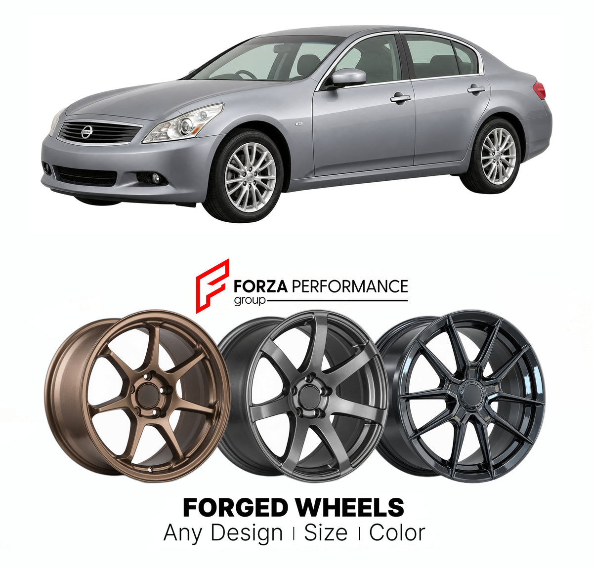 FORGED WHEELS RIMS for NISSAN SKYLINE V36 2006 - 2009

Custom forged wheels for Nissan Skyline V36 2006 - 2009. Made-to-order monoblock, 2-piece and 3-piece rims in custom sizes, offsets, colors and finishes with guaranteed fitment.

We manufacture premium quality forged wheels rims for Nissan Skyline V36 2006 - 2009 in any design, size, color.

JDM WHEEL DESIGNS: our Japanese collection for sports cars and coupes includes designs inspired by Rays Volk Racing, XXR, SSR, Enkei, Cosmis Racing, Rota, Liberty W