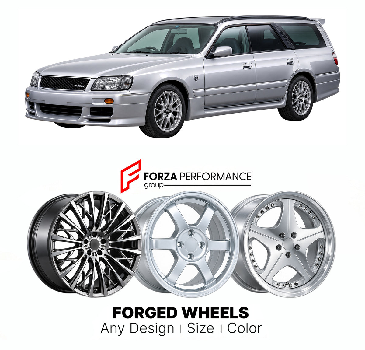 CUSTOM CLASSIC VINTAGE RESTOMOD RETRO OLD SCHOOL FORGED WHEELS RIMS for NISSAN STAGEA WC34 1996 - 2001

Custom forged wheels for Nissan Stagea WC34 1996 - 2001. Classic, vintage, restomod and retro JDM wheel designs made to order in custom sizes, offsets, colors and finishes with guaranteed fitment.

We manufacture premium quality forged wheels rims for Nissan Stagea WC34 1996 - 2001 in any design, size, color.

JDM WHEEL DESIGNS: our Japanese collection for sedans and wagons includes designs inspired by We