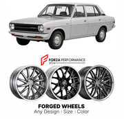 CUSTOM CLASSIC VINTAGE RESTOMOD RETRO OLD SCHOOL FORGED WHEELS RIMS for NISSAN SUNNY B110 1970 - 1973

Custom forged wheels for Nissan Sunny B110 1970 - 1973. Classic, vintage, restomod and retro JDM wheel designs made to order in custom sizes, offsets, colors and finishes with guaranteed fitment.

We manufacture premium quality forged wheels rims for Nissan Sunny B110 1970 - 1973 in any design, size, color.

JDM WHEEL DESIGNS: our Japanese collection for sedans and wagons includes designs inspired by Weds 