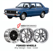 CUSTOM CLASSIC VINTAGE RESTOMOD RETRO OLD SCHOOL FORGED WHEELS RIMS for NISSAN SUNNY B310 1977 - 1981

Custom forged wheels for Nissan Sunny B310 1977 - 1981. Classic, vintage, restomod and retro JDM wheel designs made to order in custom sizes, offsets, colors and finishes with guaranteed fitment.

We manufacture premium quality forged wheels rims for Nissan Sunny B310 1977 - 1981 in any design, size, color.

JDM WHEEL DESIGNS: our Japanese collection for sedans and wagons includes designs inspired by Weds 
