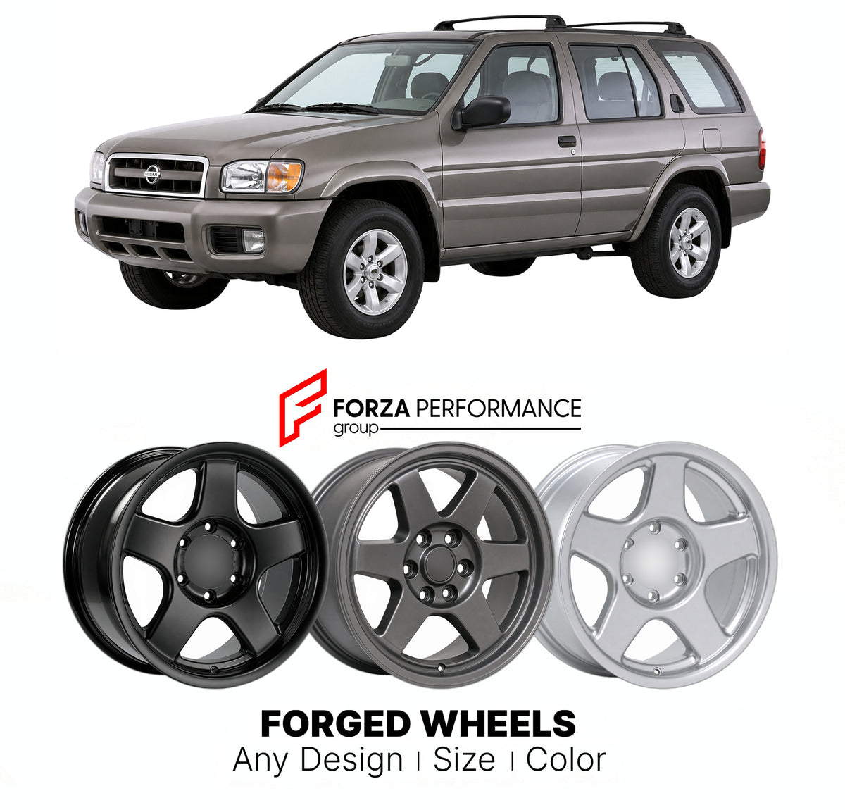 CUSTOM CLASSIC VINTAGE RESTOMOD RETRO OLD SCHOOL FORGED WHEELS RIMS for NISSAN TERRANO R50 1995 - 2004

Custom forged wheels for Nissan Terrano R50 1995 - 2004. Classic, vintage, restomod and retro JDM wheel designs made to order in custom sizes, offsets, colors and finishes with guaranteed fitment.

We manufacture premium quality forged wheels rims for Nissan Terrano R50 1995 - 2004 in any design, size, color.

JDM WHEEL DESIGNS: our Japanese collection for SUVs and pickups includes designs inspired by Bra