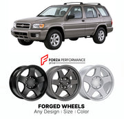 CUSTOM CLASSIC VINTAGE RESTOMOD RETRO OLD SCHOOL FORGED WHEELS RIMS for NISSAN TERRANO R50 1995 - 2004

Custom forged wheels for Nissan Terrano R50 1995 - 2004. Classic, vintage, restomod and retro JDM wheel designs made to order in custom sizes, offsets, colors and finishes with guaranteed fitment.

We manufacture premium quality forged wheels rims for Nissan Terrano R50 1995 - 2004 in any design, size, color.

JDM WHEEL DESIGNS: our Japanese collection for SUVs and pickups includes designs inspired by Bra