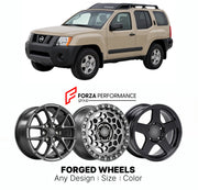 FORGED WHEELS RIMS for NISSAN XTERRA N50 2005 - 2008

Custom forged wheels for Nissan Xterra N50 2005 - 2008. Made-to-order monoblock, 2-piece and 3-piece rims in custom sizes, offsets, colors and finishes with guaranteed fitment.

We manufacture premium quality forged wheels rims for Nissan Xterra N50 2005 - 2008 in any design, size, color.

JDM WHEEL DESIGNS: our Japanese collection for SUVs and pickups includes designs inspired by Bradley V, Method Race Wheels, Forgiato, Kuhl Racing, Mugen, TRD, Rota, Wo