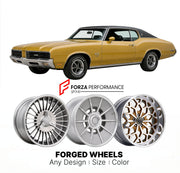 CUSTOM CLASSIC VINTAGE RESTOMOD RETRO OLD SCHOOL FORGED WHEELS RIMS for OLDSMOBILE 442 1973 - 1977
Custom forged wheels for classic American muscle cars. Ideal for restomod builds, vintage restorations, and show cars. Deep dish and retro styling available.

We manufacture premium quality forged wheels rims for Oldsmobile 442 1973 - 1977 in any design, size, color.

THIS WHEEL DESIGN CAN BE CUSTOM-MADE FOR YOUR CAR IN ANY SIZE AND COLOR OPTIONS
Available in monoblock, 2-piece, 3-piece, duoblock, beadlock
3D 