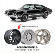 CUSTOM CLASSIC VINTAGE RESTOMOD RETRO OLD SCHOOL FORGED WHEELS RIMS for OLDSMOBILE 442 W-30 1968 - 1972
Custom forged wheels for classic American muscle cars. Ideal for restomod builds, vintage restorations, and show cars. Deep dish and retro styling available.

We manufacture premium quality forged wheels rims for Oldsmobile 442 W-30 1968 - 1972 in any design, size, color.

THIS WHEEL DESIGN CAN BE CUSTOM-MADE FOR YOUR CAR IN ANY SIZE AND COLOR OPTIONS
Available in monoblock, 2-piece, 3-piece, duoblock, be