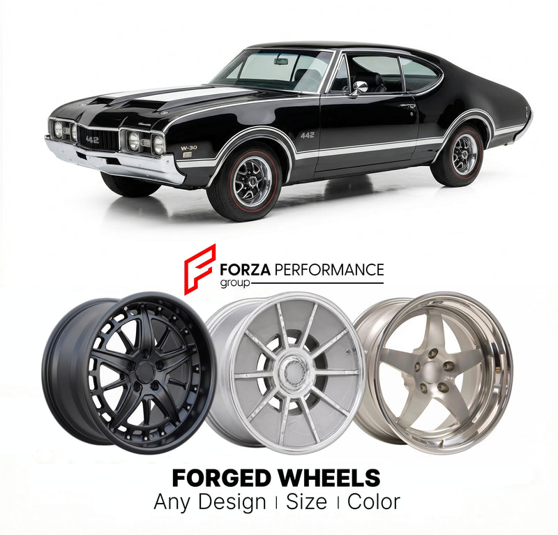 CUSTOM CLASSIC VINTAGE RESTOMOD RETRO OLD SCHOOL FORGED WHEELS RIMS for OLDSMOBILE 442 W-30 1968 - 1972