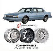 CUSTOM CLASSIC VINTAGE RESTOMOD RETRO OLD SCHOOL FORGED WHEELS RIMS for OLDSMOBILE 88 1986 - 1990
Custom forged wheels for classic American muscle cars. Ideal for restomod builds, vintage restorations, and show cars. Deep dish and retro styling available.

We manufacture premium quality forged wheels rims for Oldsmobile 88 1986 - 1990 in any design, size, color.

THIS WHEEL DESIGN CAN BE CUSTOM-MADE FOR YOUR CAR IN ANY SIZE AND COLOR OPTIONS
Available in monoblock, 2-piece, 3-piece, duoblock, beadlock
3D wh