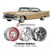 CUSTOM CLASSIC VINTAGE RESTOMOD RETRO OLD SCHOOL FORGED WHEELS RIMS for OLDSMOBILE 98 1958 - 1960
Custom forged wheels for classic American muscle cars. Ideal for restomod builds, vintage restorations, and show cars. Deep dish and retro styling available.

We manufacture premium quality forged wheels rims for Oldsmobile 98 1958 - 1960 in any design, size, color.

THIS WHEEL DESIGN CAN BE CUSTOM-MADE FOR YOUR CAR IN ANY SIZE AND COLOR OPTIONS
Available in monoblock, 2-piece, 3-piece, duoblock, beadlock
3D wh