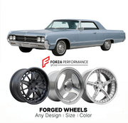 CUSTOM CLASSIC VINTAGE RESTOMOD RETRO OLD SCHOOL FORGED WHEELS RIMS for OLDSMOBILE 98 1965 - 1970
Custom forged wheels for classic American muscle cars. Ideal for restomod builds, vintage restorations, and show cars. Deep dish and retro styling available.

We manufacture premium quality forged wheels rims for Oldsmobile 98 1965 - 1970 in any design, size, color.

THIS WHEEL DESIGN CAN BE CUSTOM-MADE FOR YOUR CAR IN ANY SIZE AND COLOR OPTIONS
Available in monoblock, 2-piece, 3-piece, duoblock, beadlock
3D wh