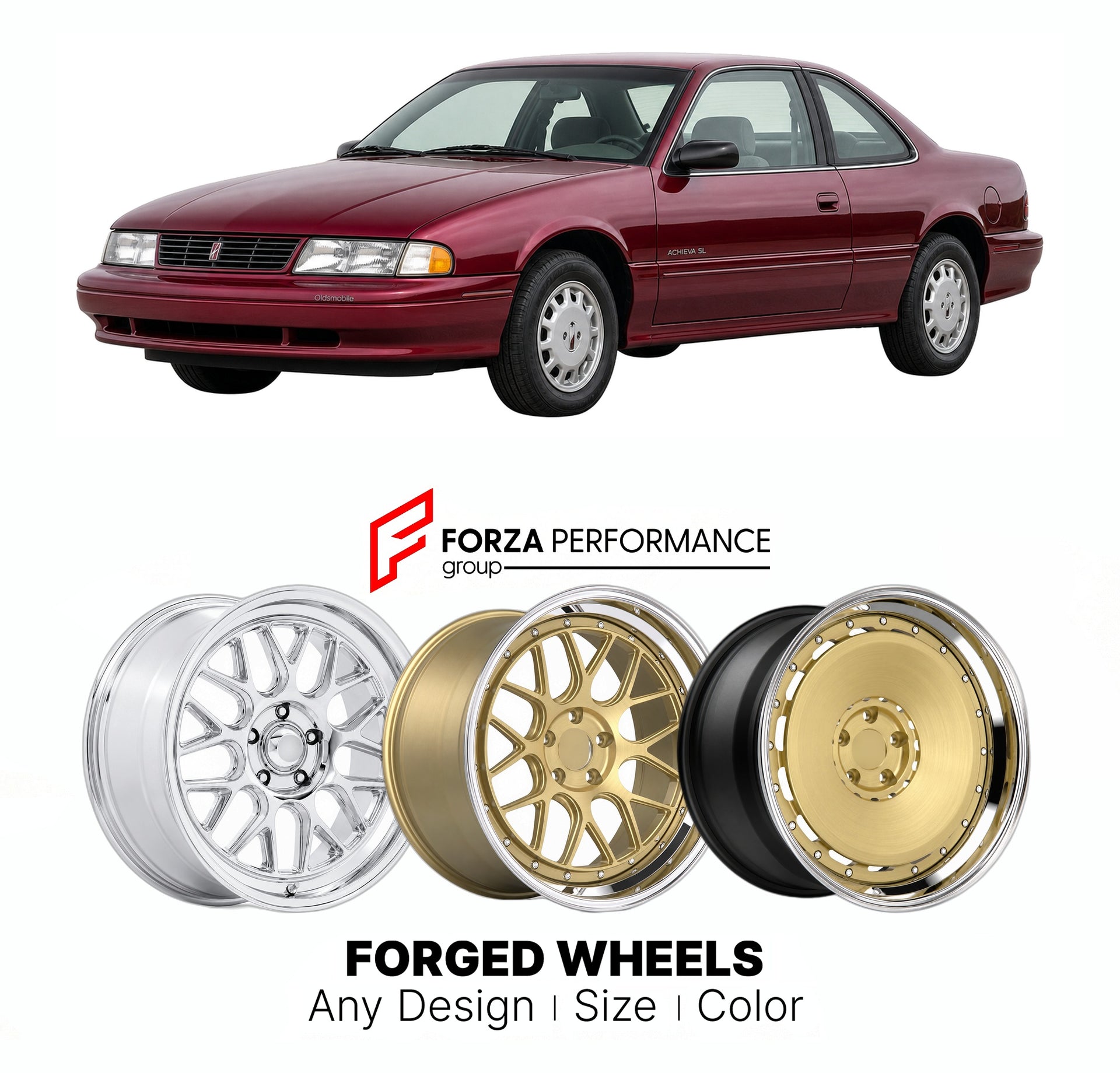 FORGED WHEELS RIMS for OLDSMOBILE ACHIEVA SL 1992 - 1998

Custom forged wheels for Oldsmobile Achieva SL 1992 - 1998. Made-to-order monoblock, 2-piece and 3-piece rims in custom sizes, offsets, colors and finishes with guaranteed fitment.

We manufacture premium quality forged wheels rims for Oldsmobile Achieva SL 1992 - 1998 in any design, size, color.

THIS WHEEL DESIGN CAN BE CUSTOM-MADE FOR YOUR CAR IN ANY SIZE AND COLOR OPTIONS
Available in monoblock, 2-piece, 3-piece, duoblock, beadlock
3D wheel rende