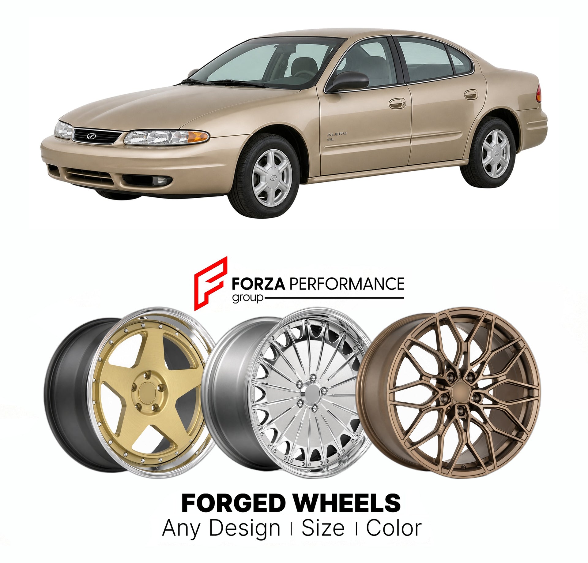 FORGED WHEELS RIMS for OLDSMOBILE ALERO GL 1999 - 2004

Custom forged wheels for Oldsmobile Alero GL 1999 - 2004. Made-to-order monoblock, 2-piece and 3-piece rims in custom sizes, offsets, colors and finishes with guaranteed fitment.

We manufacture premium quality forged wheels rims for Oldsmobile Alero GL 1999 - 2004 in any design, size, color.

THIS WHEEL DESIGN CAN BE CUSTOM-MADE FOR YOUR CAR IN ANY SIZE AND COLOR OPTIONS
Available in monoblock, 2-piece, 3-piece, duoblock, beadlock
3D wheel renderings 