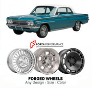CUSTOM CLASSIC VINTAGE RESTOMOD RETRO OLD SCHOOL FORGED WHEELS RIMS for OLDSMOBILE CUTLASS 1961 - 1963
Custom forged wheels for classic American muscle cars. Ideal for restomod builds, vintage restorations, and show cars. Deep dish and retro styling available.

We manufacture premium quality forged wheels rims for Oldsmobile Cutlass 1961 - 1963 in any design, size, color.

THIS WHEEL DESIGN CAN BE CUSTOM-MADE FOR YOUR CAR IN ANY SIZE AND COLOR OPTIONS
Available in monoblock, 2-piece, 3-piece, duoblock, bead