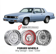 CUSTOM CLASSIC VINTAGE RESTOMOD RETRO OLD SCHOOL FORGED WHEELS RIMS for OLDSMOBILE CUTLASS 1989 - 1990
Custom forged wheels for classic American muscle cars. Ideal for restomod builds, vintage restorations, and show cars. Deep dish and retro styling available.

We manufacture premium quality forged wheels rims for Oldsmobile Cutlass 1989 - 1990 in any design, size, color.

THIS WHEEL DESIGN CAN BE CUSTOM-MADE FOR YOUR CAR IN ANY SIZE AND COLOR OPTIONS
Available in monoblock, 2-piece, 3-piece, duoblock, bead