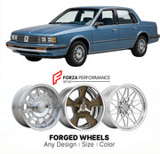 CUSTOM CLASSIC VINTAGE RESTOMOD RETRO OLD SCHOOL FORGED WHEELS RIMS for OLDSMOBILE CUTLASS CIERA 1982 - 1988
Custom forged wheels for classic American muscle cars. Ideal for restomod builds, vintage restorations, and show cars. Deep dish and retro styling available.

We manufacture premium quality forged wheels rims for Oldsmobile Cutlass Ciera 1982 - 1988 in any design, size, color.

THIS WHEEL DESIGN CAN BE CUSTOM-MADE FOR YOUR CAR IN ANY SIZE AND COLOR OPTIONS
Available in monoblock, 2-piece, 3-piece, du