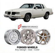 CUSTOM CLASSIC VINTAGE RESTOMOD RETRO OLD SCHOOL FORGED WHEELS RIMS for OLDSMOBILE CUTLASS SALON 1982 - 1987
Custom forged wheels for classic American muscle cars. Ideal for restomod builds, vintage restorations, and show cars. Deep dish and retro styling available.

We manufacture premium quality forged wheels rims for Oldsmobile Cutlass Salon 1982 - 1987 in any design, size, color.

THIS WHEEL DESIGN CAN BE CUSTOM-MADE FOR YOUR CAR IN ANY SIZE AND COLOR OPTIONS
Available in monoblock, 2-piece, 3-piece, du