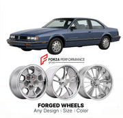 CUSTOM CLASSIC VINTAGE RESTOMOD RETRO OLD SCHOOL FORGED WHEELS RIMS for OLDSMOBILE CUTLASS SUPREME 1989 - 1990
Custom forged wheels for classic American muscle cars. Ideal for restomod builds, vintage restorations, and show cars. Deep dish and retro styling available.

We manufacture premium quality forged wheels rims for Oldsmobile Cutlass Supreme 1989 - 1990 in any design, size, color.

THIS WHEEL DESIGN CAN BE CUSTOM-MADE FOR YOUR CAR IN ANY SIZE AND COLOR OPTIONS
Available in monoblock, 2-piece, 3-piece