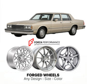 CUSTOM CLASSIC VINTAGE RESTOMOD RETRO OLD SCHOOL FORGED WHEELS RIMS for OLDSMOBILE DELTA 88 1986 - 1990
Custom forged wheels for classic American muscle cars. Ideal for restomod builds, vintage restorations, and show cars. Deep dish and retro styling available.

We manufacture premium quality forged wheels rims for Oldsmobile Delta 88 1986 - 1990 in any design, size, color.

THIS WHEEL DESIGN CAN BE CUSTOM-MADE FOR YOUR CAR IN ANY SIZE AND COLOR OPTIONS
Available in monoblock, 2-piece, 3-piece, duoblock, be