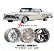 CUSTOM CLASSIC VINTAGE RESTOMOD RETRO OLD SCHOOL FORGED WHEELS RIMS for OLDSMOBILE DYNAMIC 88 1958 - 1960
Custom forged wheels for classic American muscle cars. Ideal for restomod builds, vintage restorations, and show cars. Deep dish and retro styling available.

We manufacture premium quality forged wheels rims for Oldsmobile Dynamic 88 1958 - 1960 in any design, size, color.

THIS WHEEL DESIGN CAN BE CUSTOM-MADE FOR YOUR CAR IN ANY SIZE AND COLOR OPTIONS
Available in monoblock, 2-piece, 3-piece, duoblock
