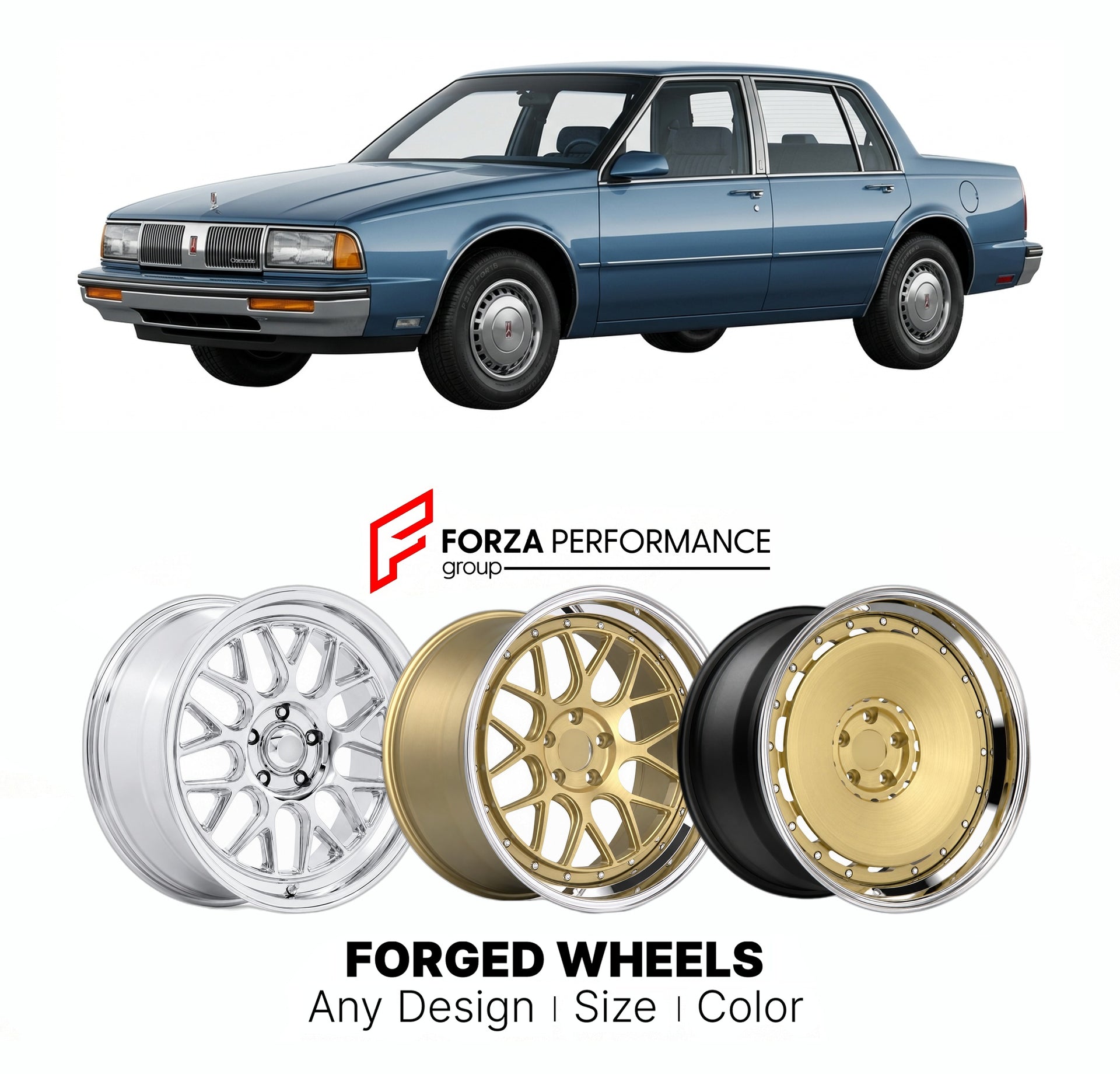 FORGED WHEELS RIMS for OLDSMOBILE NINETY-EIGHT 1986 - 1991

Custom forged wheels for Oldsmobile Ninety-Eight 1986 - 1991. Made-to-order monoblock, 2-piece and 3-piece rims in custom sizes, offsets, colors and finishes with guaranteed fitment.

We manufacture premium quality forged wheels rims for Oldsmobile Ninety-Eight 1986 - 1991 in any design, size, color.

THIS WHEEL DESIGN CAN BE CUSTOM-MADE FOR YOUR CAR IN ANY SIZE AND COLOR OPTIONS
Available in monoblock, 2-piece, 3-piece, duoblock, beadlock
3D wheel