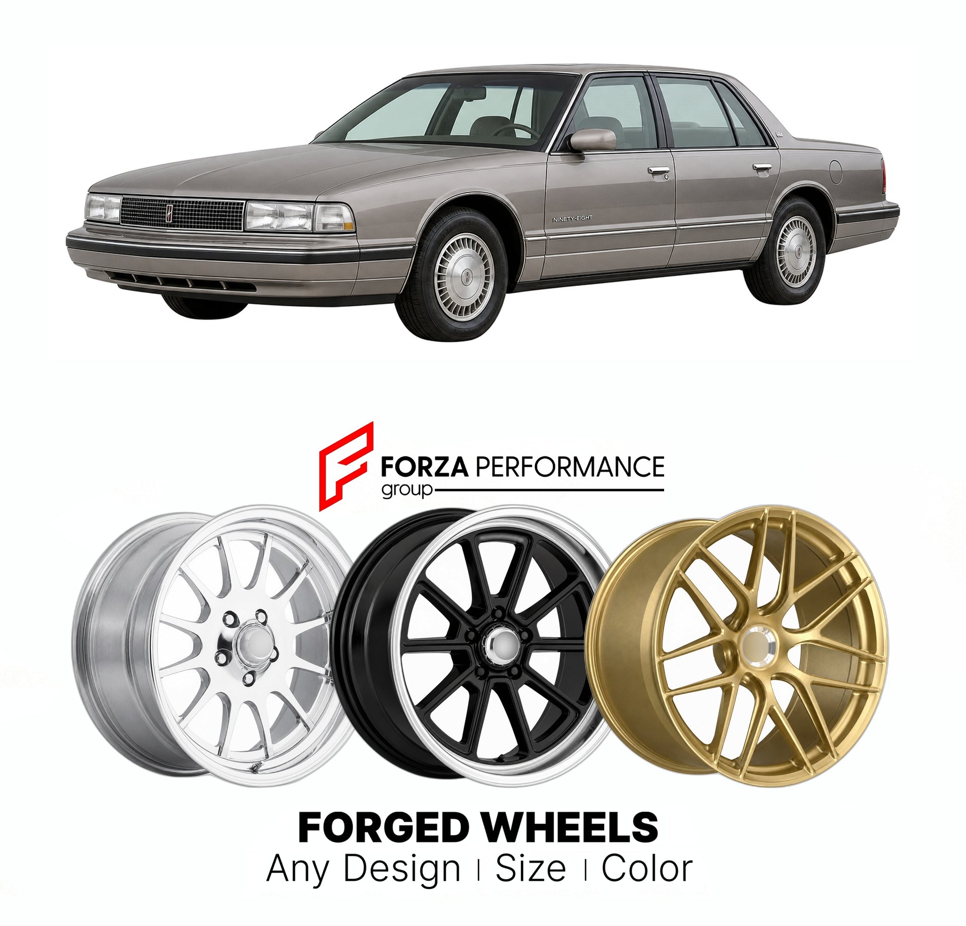 FORGED WHEELS RIMS for OLDSMOBILE NINETY-EIGHT 1991 - 1996

Custom forged wheels for Oldsmobile Ninety-Eight 1991 - 1996. Made-to-order monoblock, 2-piece and 3-piece rims in custom sizes, offsets, colors and finishes with guaranteed fitment.

We manufacture premium quality forged wheels rims for Oldsmobile Ninety-Eight 1991 - 1996 in any design, size, color.

THIS WHEEL DESIGN CAN BE CUSTOM-MADE FOR YOUR CAR IN ANY SIZE AND COLOR OPTIONS
Available in monoblock, 2-piece, 3-piece, duoblock, beadlock
3D wheel