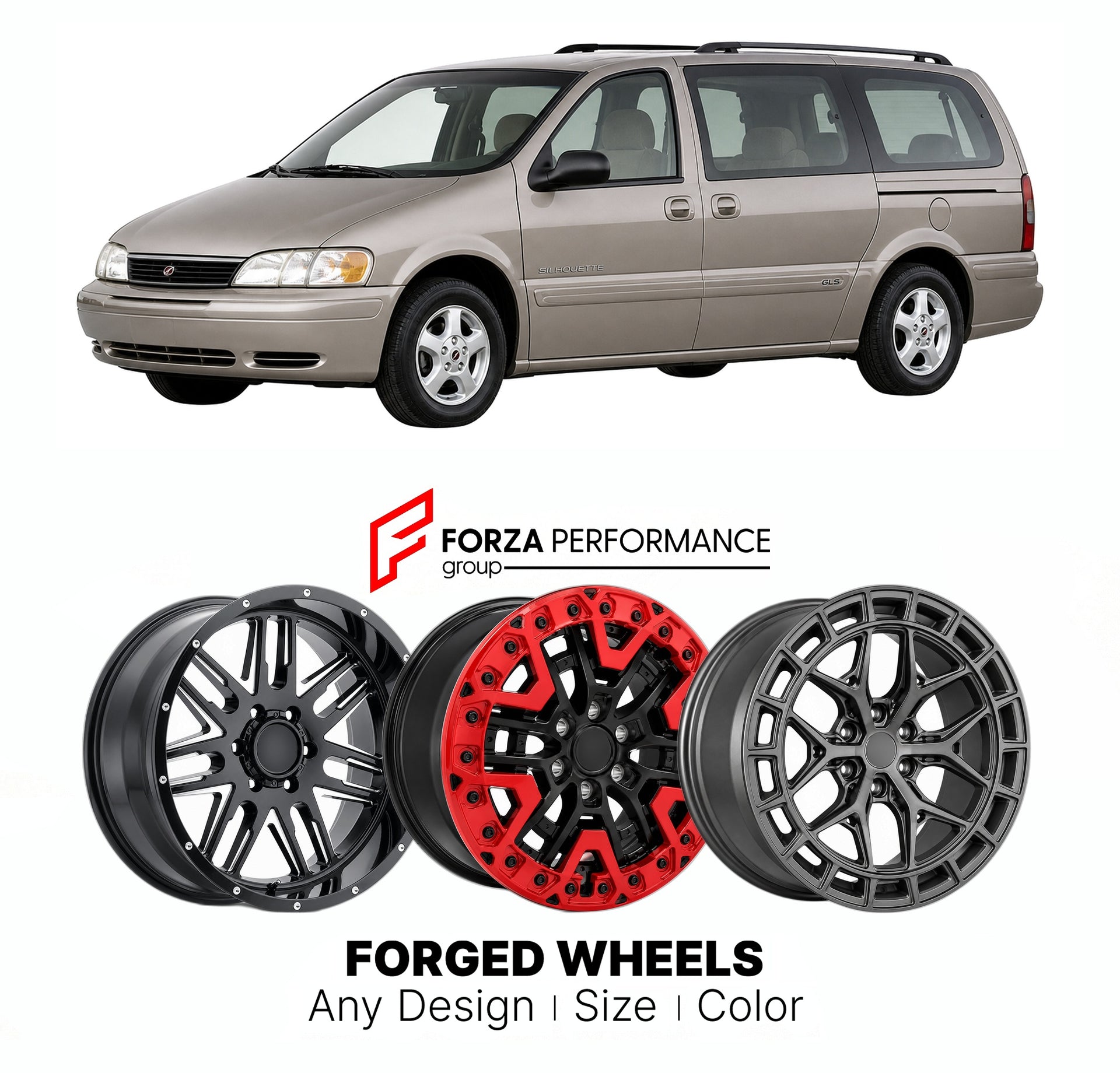 FORGED WHEELS RIMS for OLDSMOBILE SILHOUETTE GLS 1990 - 2004

Custom forged wheels for Oldsmobile Silhouette GLS 1990 - 2004. Made-to-order monoblock, 2-piece and 3-piece rims in custom sizes, offsets, colors and finishes with guaranteed fitment.

We manufacture premium quality forged wheels rims for Oldsmobile Silhouette GLS 1990 - 2004 in any design, size, color.

THIS WHEEL DESIGN CAN BE CUSTOM-MADE FOR YOUR CAR IN ANY SIZE AND COLOR OPTIONS
Available in monoblock, 2-piece, 3-piece, duoblock, beadlock
3D