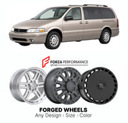 FORGED WHEELS RIMS for OLDSMOBILE SILHOUETTE PREMIER 1990 - 2004

Custom forged wheels for Oldsmobile Silhouette Premier 1990 - 2004. Made-to-order monoblock, 2-piece and 3-piece rims in custom sizes, offsets, colors and finishes with guaranteed fitment.

We manufacture premium quality forged wheels rims for Oldsmobile Silhouette Premier 1990 - 2004 in any design, size, color.

THIS WHEEL DESIGN CAN BE CUSTOM-MADE FOR YOUR CAR IN ANY SIZE AND COLOR OPTIONS
Available in monoblock, 2-piece, 3-piece, duoblock,