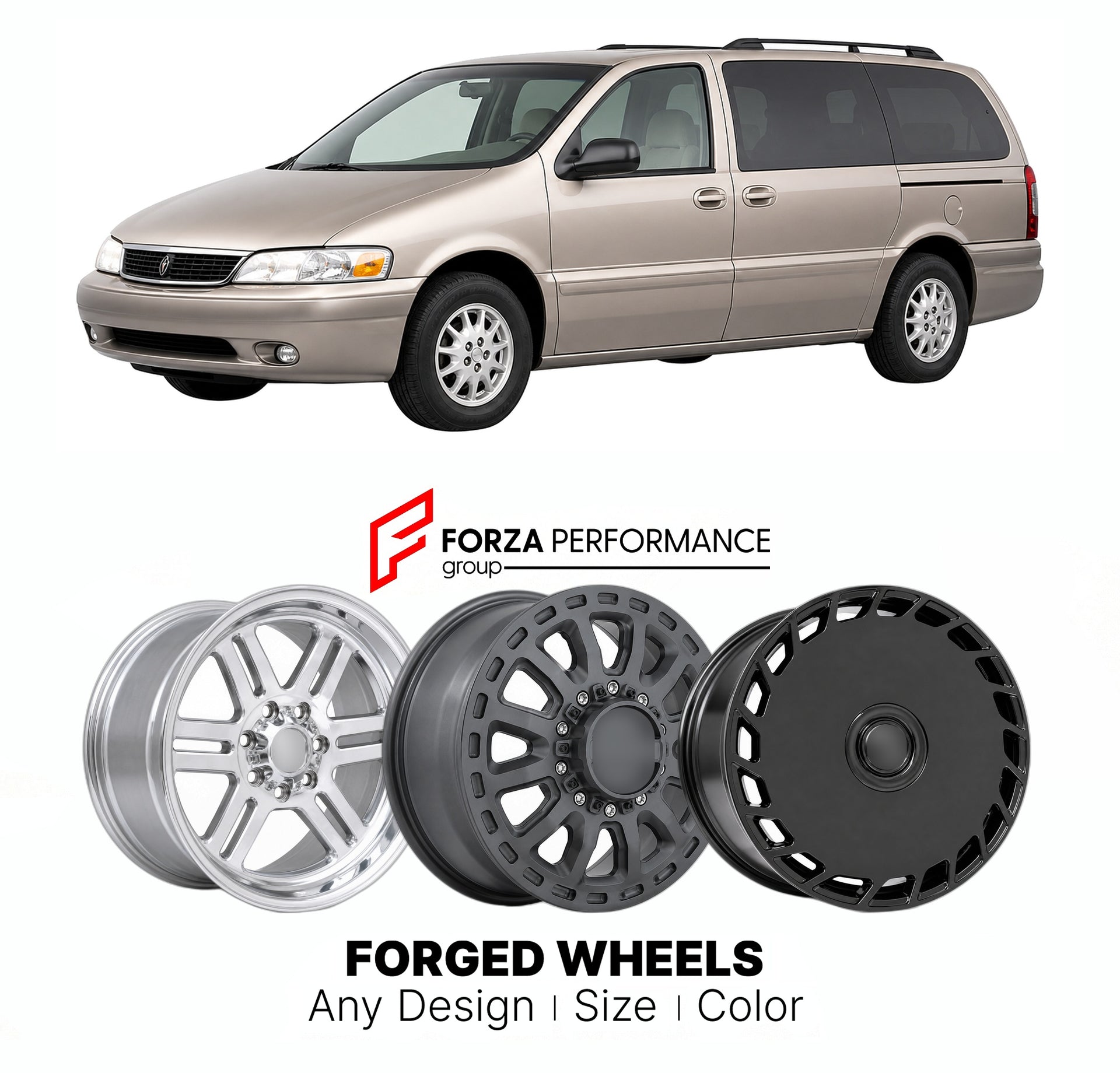 FORGED WHEELS RIMS for OLDSMOBILE SILHOUETTE PREMIER 1990 - 2004

Custom forged wheels for Oldsmobile Silhouette Premier 1990 - 2004. Made-to-order monoblock, 2-piece and 3-piece rims in custom sizes, offsets, colors and finishes with guaranteed fitment.

We manufacture premium quality forged wheels rims for Oldsmobile Silhouette Premier 1990 - 2004 in any design, size, color.

THIS WHEEL DESIGN CAN BE CUSTOM-MADE FOR YOUR CAR IN ANY SIZE AND COLOR OPTIONS
Available in monoblock, 2-piece, 3-piece, duoblock,