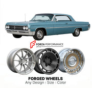 CUSTOM CLASSIC VINTAGE RESTOMOD RETRO OLD SCHOOL FORGED WHEELS RIMS for OLDSMOBILE SUPER 88 1961 - 1964
Custom forged wheels for classic American muscle cars. Ideal for restomod builds, vintage restorations, and show cars. Deep dish and retro styling available.

We manufacture premium quality forged wheels rims for Oldsmobile Super 88 1961 - 1964 in any design, size, color.

THIS WHEEL DESIGN CAN BE CUSTOM-MADE FOR YOUR CAR IN ANY SIZE AND COLOR OPTIONS
Available in monoblock, 2-piece, 3-piece, duoblock, be