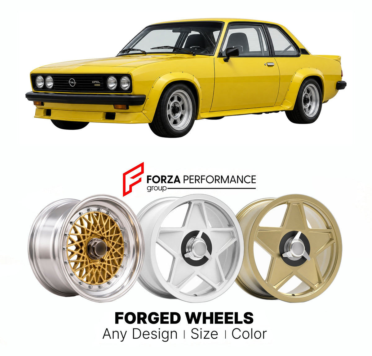 CUSTOM CLASSIC VINTAGE RESTOMOD RETRO OLD SCHOOL FORGED WHEELS RIMS for OPEL ASCONA 400 1979 - 1981

Custom forged wheels for Opel Ascona 400 1979 - 1981. Classic, vintage, restomod wheel designs made to order in custom sizes, offsets, colors and finishes.

We manufacture premium quality forged wheels rims for Opel Ascona 400 1979 - 1981 in any design, size, color.

THIS WHEEL DESIGN CAN BE CUSTOM-MADE FOR YOUR CAR IN ANY SIZE AND COLOR OPTIONS
Available in monoblock, 2-piece, 3-piece, duoblock, beadlock
3D