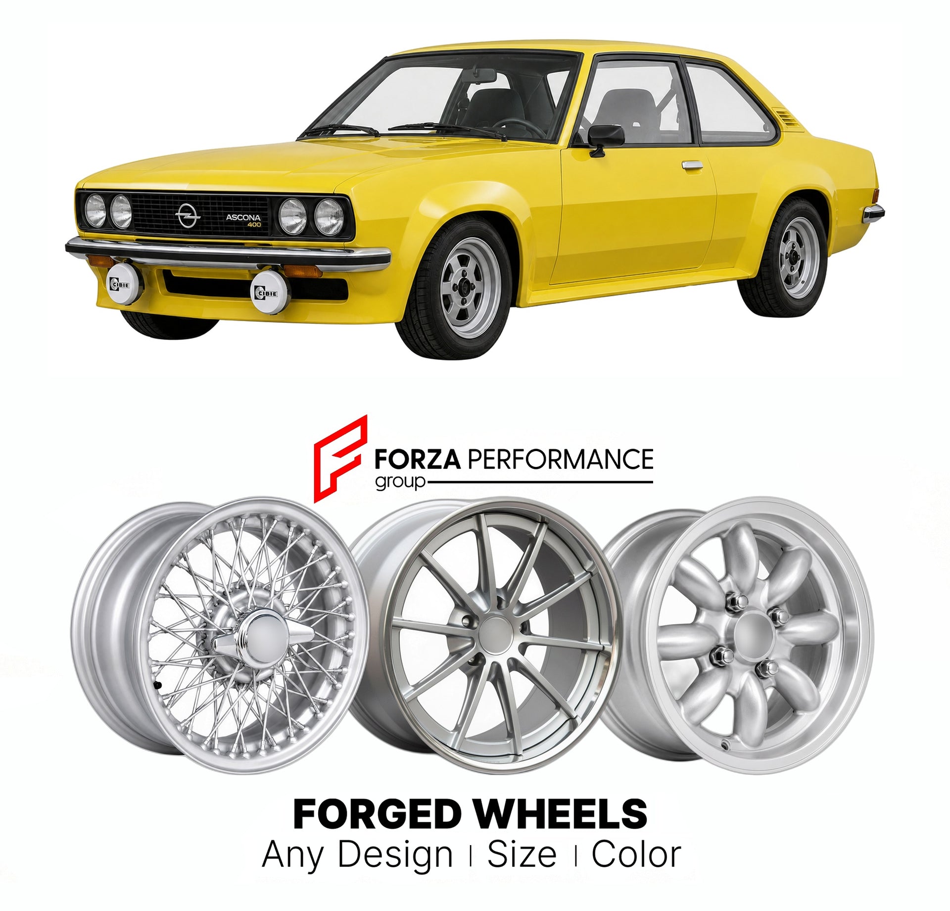 CUSTOM CLASSIC VINTAGE RESTOMOD RETRO OLD SCHOOL FORGED WHEELS RIMS for OPEL ASCONA 400 GROUP 4 HOMOLOGATION 1979 - 1981

Custom forged wheels for Opel Ascona 400 Group 4 Homologation 1979 - 1981. Classic, vintage, restomod wheel designs made to order in custom sizes, offsets, colors and finishes.

We manufacture premium quality forged wheels rims for Opel Ascona 400 Group 4 Homologation 1979 - 1981 in any design, size, color.

THIS WHEEL DESIGN CAN BE CUSTOM-MADE FOR YOUR CAR IN ANY SIZE AND COLOR OPTIONS
