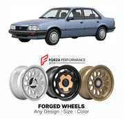 CUSTOM CLASSIC VINTAGE RESTOMOD RETRO OLD SCHOOL FORGED WHEELS RIMS for OPEL ASCONA VECTRA A 1988 - 1995

Custom forged wheels for Opel Ascona Vectra A 1988 - 1995. Classic, vintage, restomod wheel designs made to order in custom sizes, offsets, colors and finishes.

We manufacture premium quality forged wheels rims for Opel Ascona Vectra A 1988 - 1995 in any design, size, color.

THIS WHEEL DESIGN CAN BE CUSTOM-MADE FOR YOUR CAR IN ANY SIZE AND COLOR OPTIONS
Available in monoblock, 2-piece, 3-piece, duoblo