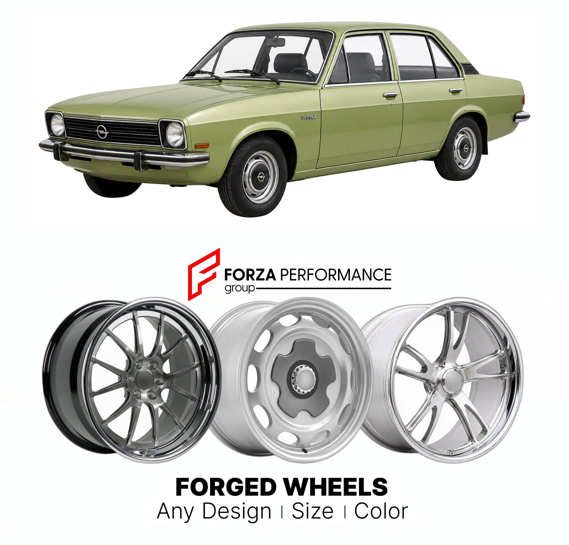 CUSTOM CLASSIC VINTAGE RESTOMOD RETRO OLD SCHOOL FORGED WHEELS RIMS for OPEL ASCONA VECTRA B 1975 - 1981

Custom forged wheels for Opel Ascona Vectra B 1975 - 1981. Classic, vintage, restomod wheel designs made to order in custom sizes, offsets, colors and finishes.

We manufacture premium quality forged wheels rims for Opel Ascona Vectra B 1975 - 1981 in any design, size, color.

THIS WHEEL DESIGN CAN BE CUSTOM-MADE FOR YOUR CAR IN ANY SIZE AND COLOR OPTIONS
Available in monoblock, 2-piece, 3-piece, duoblo