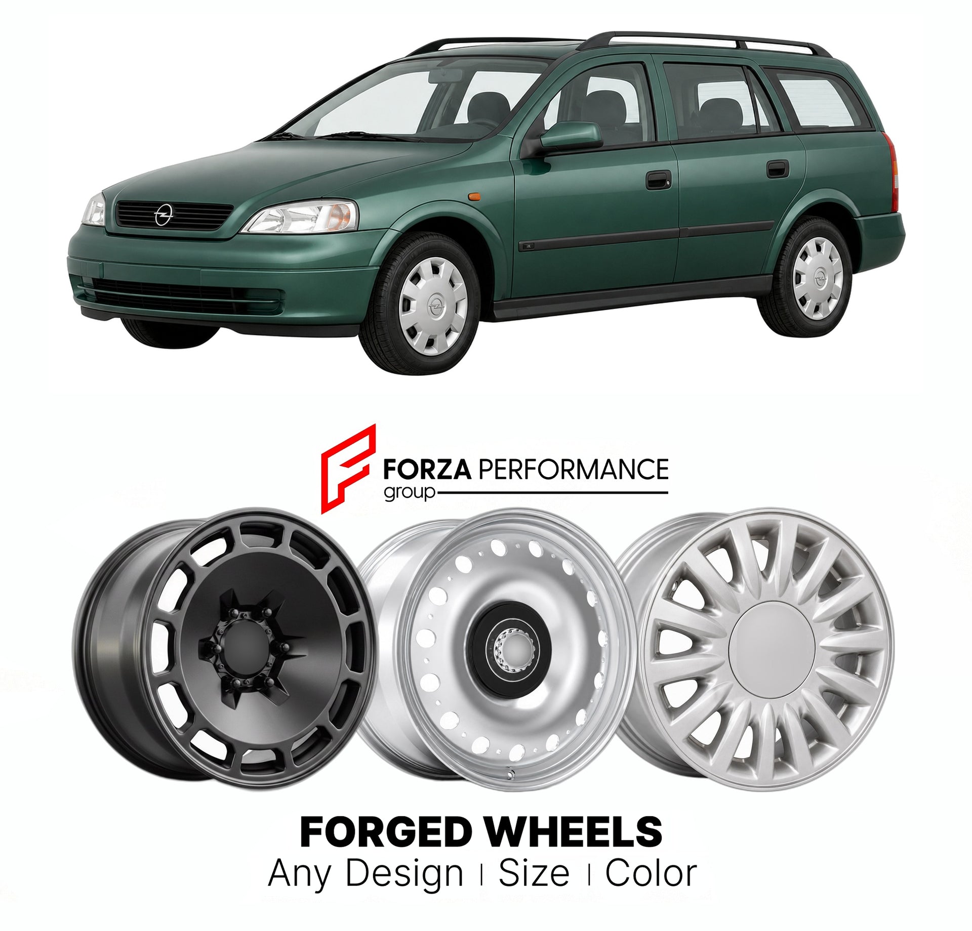 CUSTOM CLASSIC VINTAGE RESTOMOD RETRO OLD SCHOOL FORGED WHEELS RIMS for OPEL ASTRA G CARAVAN 1998 - 2004

Custom forged wheels for Opel Astra G Caravan 1998 - 2004. Classic, vintage, restomod wheel designs made to order in custom sizes, offsets, colors and finishes.

We manufacture premium quality forged wheels rims for Opel Astra G Caravan 1998 - 2004 in any design, size, color.

THIS WHEEL DESIGN CAN BE CUSTOM-MADE FOR YOUR CAR IN ANY SIZE AND COLOR OPTIONS
Available in monoblock, 2-piece, 3-piece, duoblo