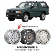 CUSTOM CLASSIC VINTAGE RESTOMOD RETRO OLD SCHOOL FORGED WHEELS RIMS for OPEL FRONT 1991 - 1998

Custom forged wheels for Opel Front 1991 - 1998. Classic, vintage, restomod wheel designs made to order in custom sizes, offsets, colors and finishes.

We manufacture premium quality forged wheels rims for Opel Front 1991 - 1998 in any design, size, color.

THIS WHEEL DESIGN CAN BE CUSTOM-MADE FOR YOUR CAR IN ANY SIZE AND COLOR OPTIONS
Available in monoblock, 2-piece, 3-piece, duoblock, beadlock
3D wheel renderin