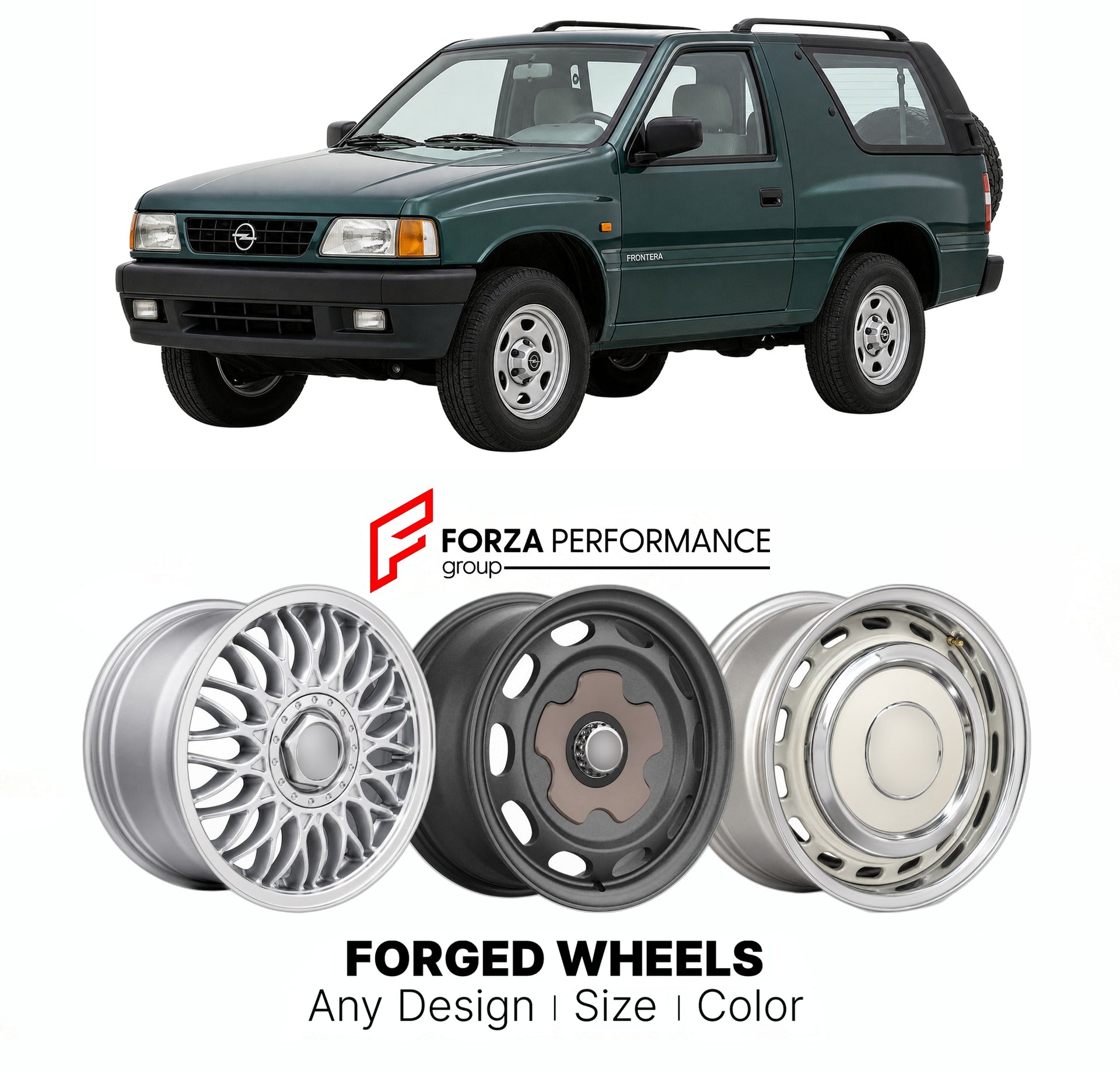 CUSTOM CLASSIC VINTAGE RESTOMOD RETRO OLD SCHOOL FORGED WHEELS RIMS for OPEL FRONT 1991 - 1998

Custom forged wheels for Opel Front 1991 - 1998. Classic, vintage, restomod wheel designs made to order in custom sizes, offsets, colors and finishes.

We manufacture premium quality forged wheels rims for Opel Front 1991 - 1998 in any design, size, color.

THIS WHEEL DESIGN CAN BE CUSTOM-MADE FOR YOUR CAR IN ANY SIZE AND COLOR OPTIONS
Available in monoblock, 2-piece, 3-piece, duoblock, beadlock
3D wheel renderin