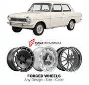 CUSTOM CLASSIC VINTAGE RESTOMOD RETRO OLD SCHOOL FORGED WHEELS RIMS for OPEL KADETT ASTRA 1962 - 1965

Custom forged wheels for Opel Kadett Astra 1962 - 1965. Classic, vintage, restomod wheel designs made to order in custom sizes, offsets, colors and finishes.

We manufacture premium quality forged wheels rims for Opel Kadett Astra 1962 - 1965 in any design, size, color.

THIS WHEEL DESIGN CAN BE CUSTOM-MADE FOR YOUR CAR IN ANY SIZE AND COLOR OPTIONS
Available in monoblock, 2-piece, 3-piece, duoblock, beadl