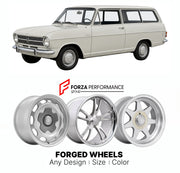 CUSTOM CLASSIC VINTAGE RESTOMOD RETRO OLD SCHOOL FORGED WHEELS RIMS for OPEL KADETT ASTRA A CARAVAN 1963 - 1965

Custom forged wheels for Opel Kadett Astra A Caravan 1963 - 1965. Classic, vintage, restomod wheel designs made to order in custom sizes, offsets, colors and finishes.

We manufacture premium quality forged wheels rims for Opel Kadett Astra A Caravan 1963 - 1965 in any design, size, color.

THIS WHEEL DESIGN CAN BE CUSTOM-MADE FOR YOUR CAR IN ANY SIZE AND COLOR OPTIONS
Available in monoblock, 2-p