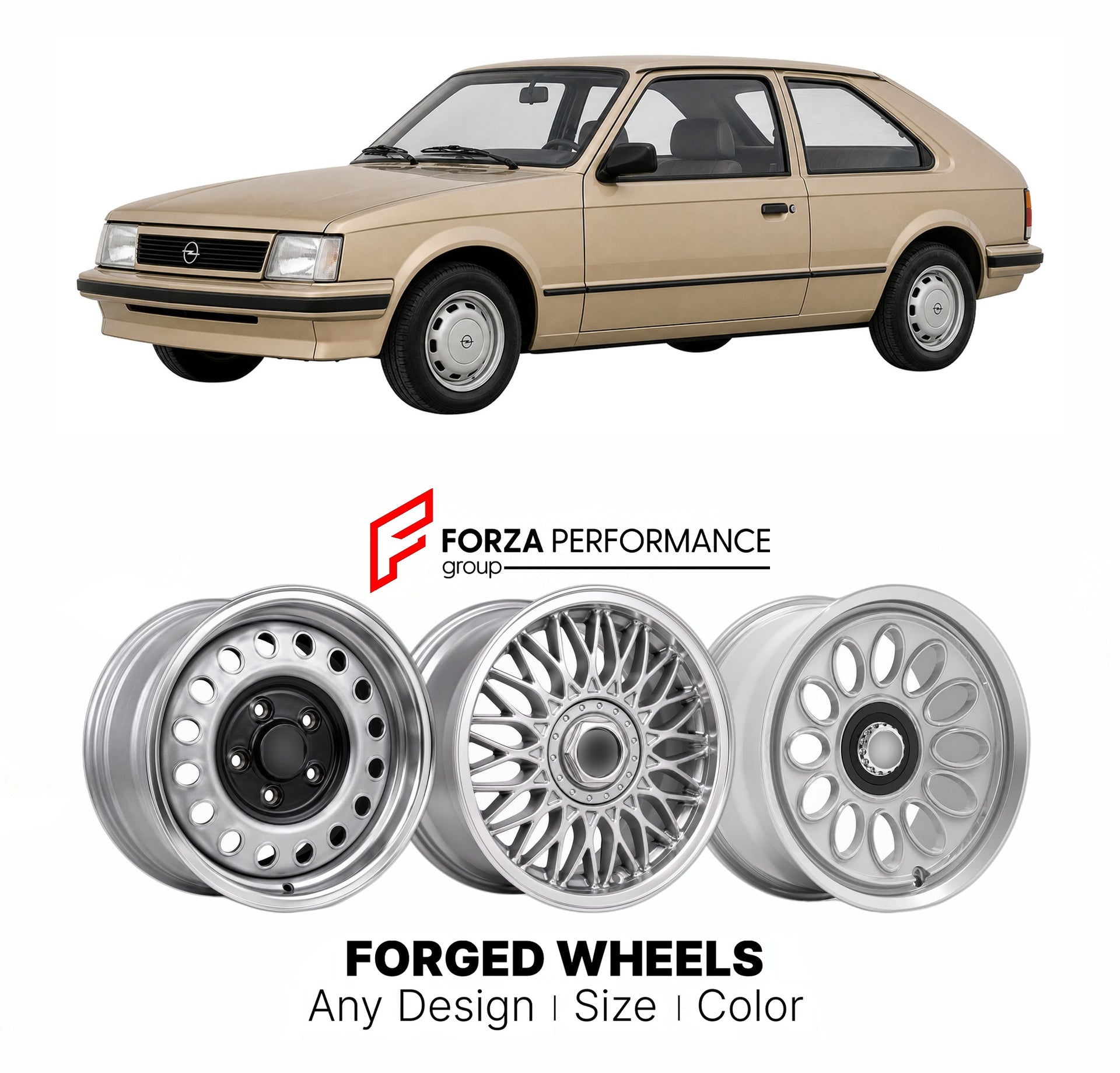 CUSTOM CLASSIC VINTAGE RESTOMOD RETRO OLD SCHOOL FORGED WHEELS RIMS for OPEL KADETT ASTRA E 1984 - 1991

Custom forged wheels for Opel Kadett Astra E 1984 - 1991. Classic, vintage, restomod wheel designs made to order in custom sizes, offsets, colors and finishes.

We manufacture premium quality forged wheels rims for Opel Kadett Astra E 1984 - 1991 in any design, size, color.

THIS WHEEL DESIGN CAN BE CUSTOM-MADE FOR YOUR CAR IN ANY SIZE AND COLOR OPTIONS
Available in monoblock, 2-piece, 3-piece, duoblock,