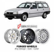CUSTOM CLASSIC VINTAGE RESTOMOD RETRO OLD SCHOOL FORGED WHEELS RIMS for OPEL KADETT ASTRA E CARAVAN 1984 - 1991

Custom forged wheels for Opel Kadett Astra E Caravan 1984 - 1991. Classic, vintage, restomod wheel designs made to order in custom sizes, offsets, colors and finishes.

We manufacture premium quality forged wheels rims for Opel Kadett Astra E Caravan 1984 - 1991 in any design, size, color.

THIS WHEEL DESIGN CAN BE CUSTOM-MADE FOR YOUR CAR IN ANY SIZE AND COLOR OPTIONS
Available in monoblock, 2-p