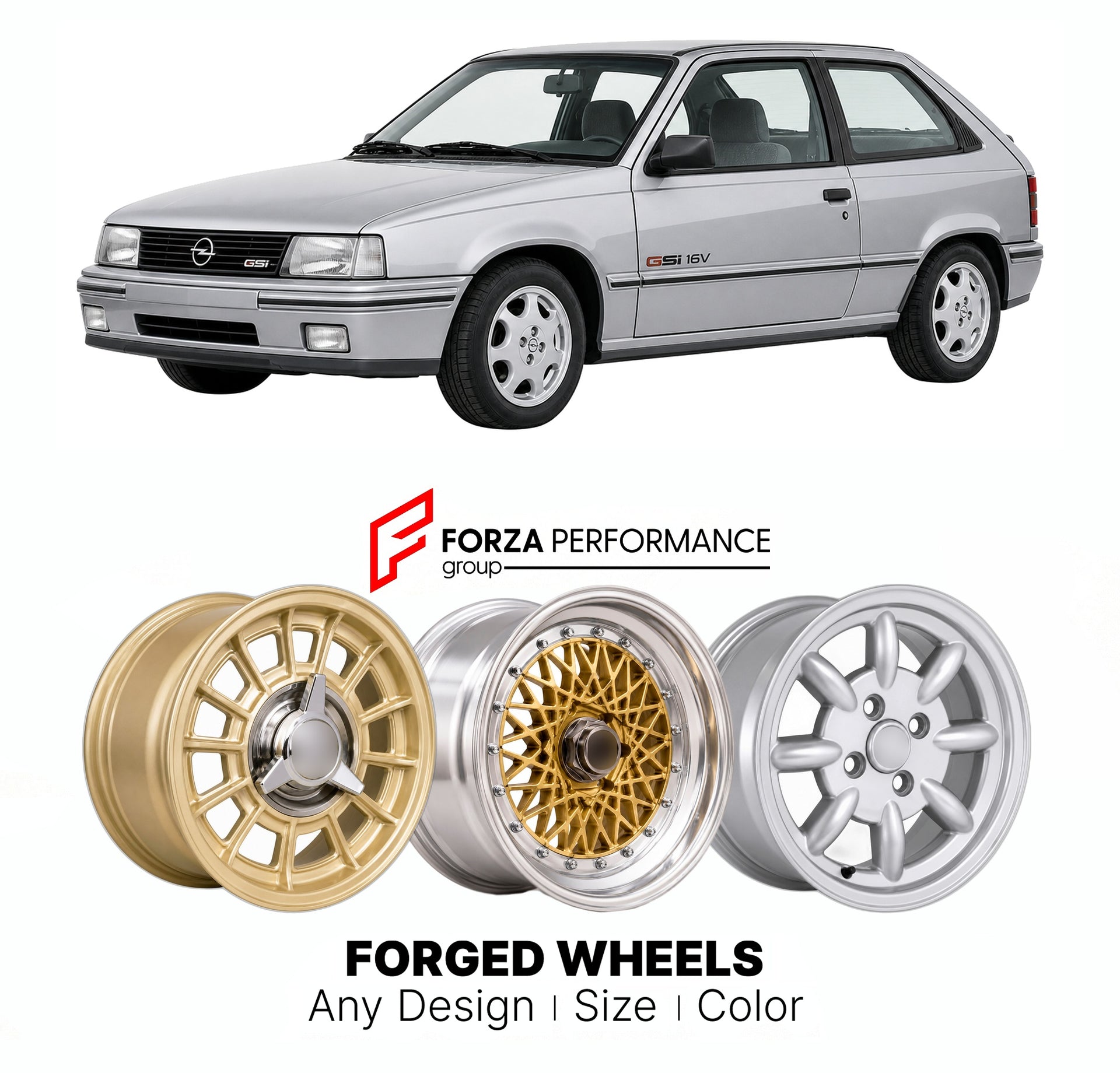 CUSTOM CLASSIC VINTAGE RESTOMOD RETRO OLD SCHOOL FORGED WHEELS RIMS for OPEL KADETT ASTRA E GSI 16V 1988 - 1991

Custom forged wheels for Opel Kadett Astra E GSi 16V 1988 - 1991. Classic, vintage, restomod wheel designs made to order in custom sizes, offsets, colors and finishes.

We manufacture premium quality forged wheels rims for Opel Kadett Astra E GSi 16V 1988 - 1991 in any design, size, color.

THIS WHEEL DESIGN CAN BE CUSTOM-MADE FOR YOUR CAR IN ANY SIZE AND COLOR OPTIONS
Available in monoblock, 2-p