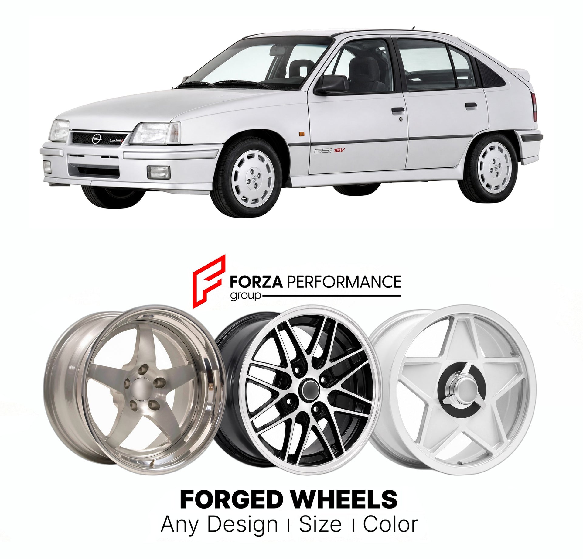 CUSTOM CLASSIC VINTAGE RESTOMOD RETRO OLD SCHOOL FORGED WHEELS RIMS for OPEL KADETT E GSI 16V 1988 - 1991

Custom forged wheels for Opel Kadett E GSi 16V 1988 - 1991. Classic, vintage, restomod wheel designs made to order in custom sizes, offsets, colors and finishes.

We manufacture premium quality forged wheels rims for Opel Kadett E GSi 16V 1988 - 1991 in any design, size, color.

THIS WHEEL DESIGN CAN BE CUSTOM-MADE FOR YOUR CAR IN ANY SIZE AND COLOR OPTIONS
Available in monoblock, 2-piece, 3-piece, duo