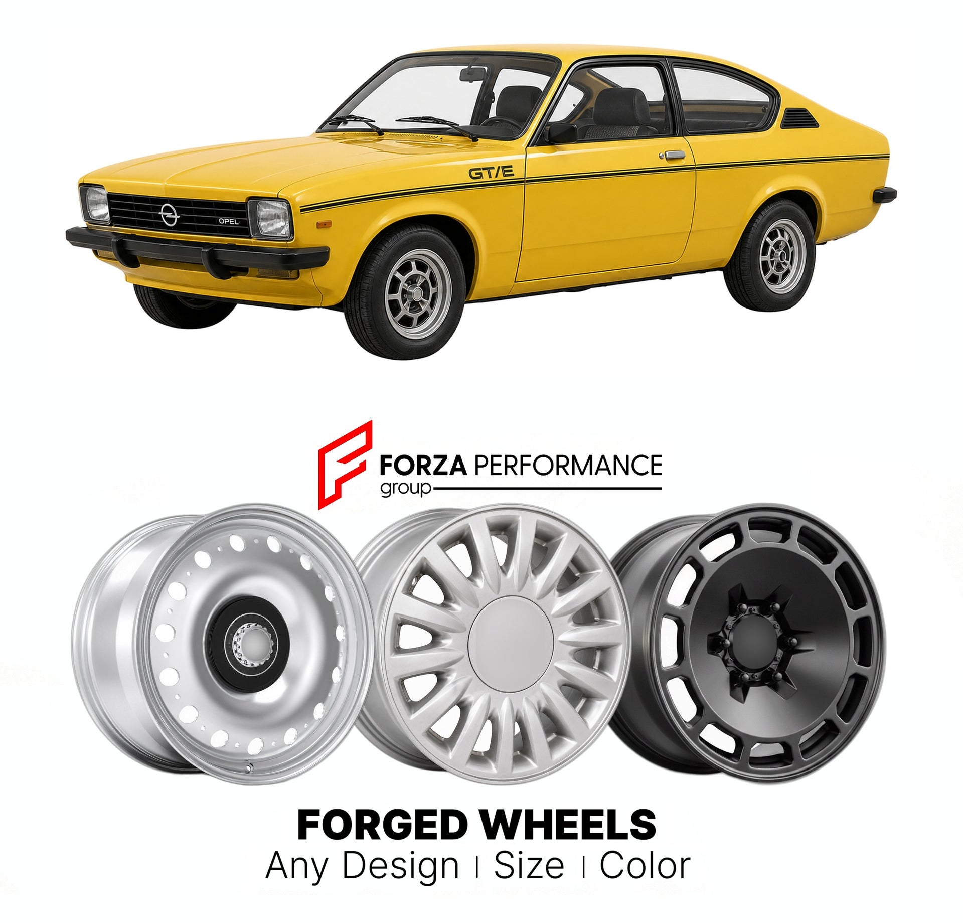 CUSTOM CLASSIC VINTAGE RESTOMOD RETRO OLD SCHOOL FORGED WHEELS RIMS for OPEL KADETT GT E C 1975 - 1979

Custom forged wheels for Opel Kadett GT E C 1975 - 1979. Classic, vintage, restomod wheel designs made to order in custom sizes, offsets, colors and finishes.

We manufacture premium quality forged wheels rims for Opel Kadett GT E C 1975 - 1979 in any design, size, color.

THIS WHEEL DESIGN CAN BE CUSTOM-MADE FOR YOUR CAR IN ANY SIZE AND COLOR OPTIONS
Available in monoblock, 2-piece, 3-piece, duoblock, be