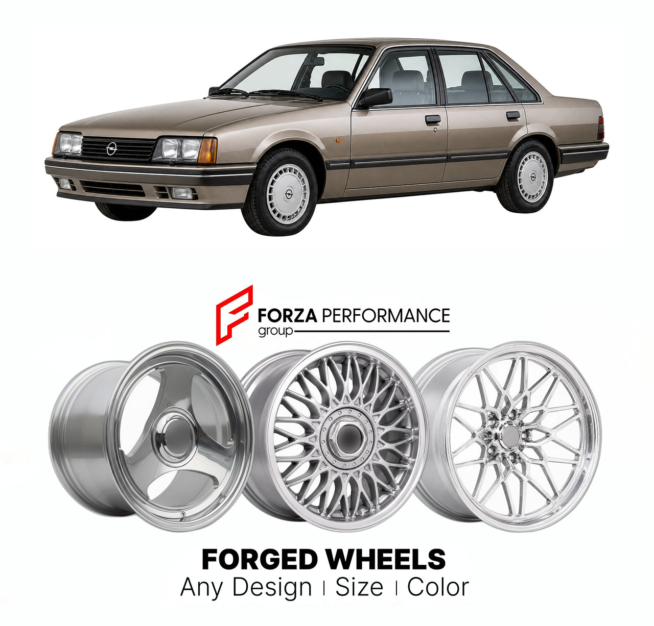 CUSTOM CLASSIC VINTAGE RESTOMOD RETRO OLD SCHOOL FORGED WHEELS RIMS for OPEL REKORD OMEGA SENATOR A 1986 - 1994

Custom forged wheels for Opel Rekord Omega Senator A 1986 - 1994. Classic, vintage, restomod wheel designs made to order in custom sizes, offsets, colors and finishes.

We manufacture premium quality forged wheels rims for Opel Rekord Omega Senator A 1986 - 1994 in any design, size, color.

THIS WHEEL DESIGN CAN BE CUSTOM-MADE FOR YOUR CAR IN ANY SIZE AND COLOR OPTIONS
Available in monoblock, 2-p