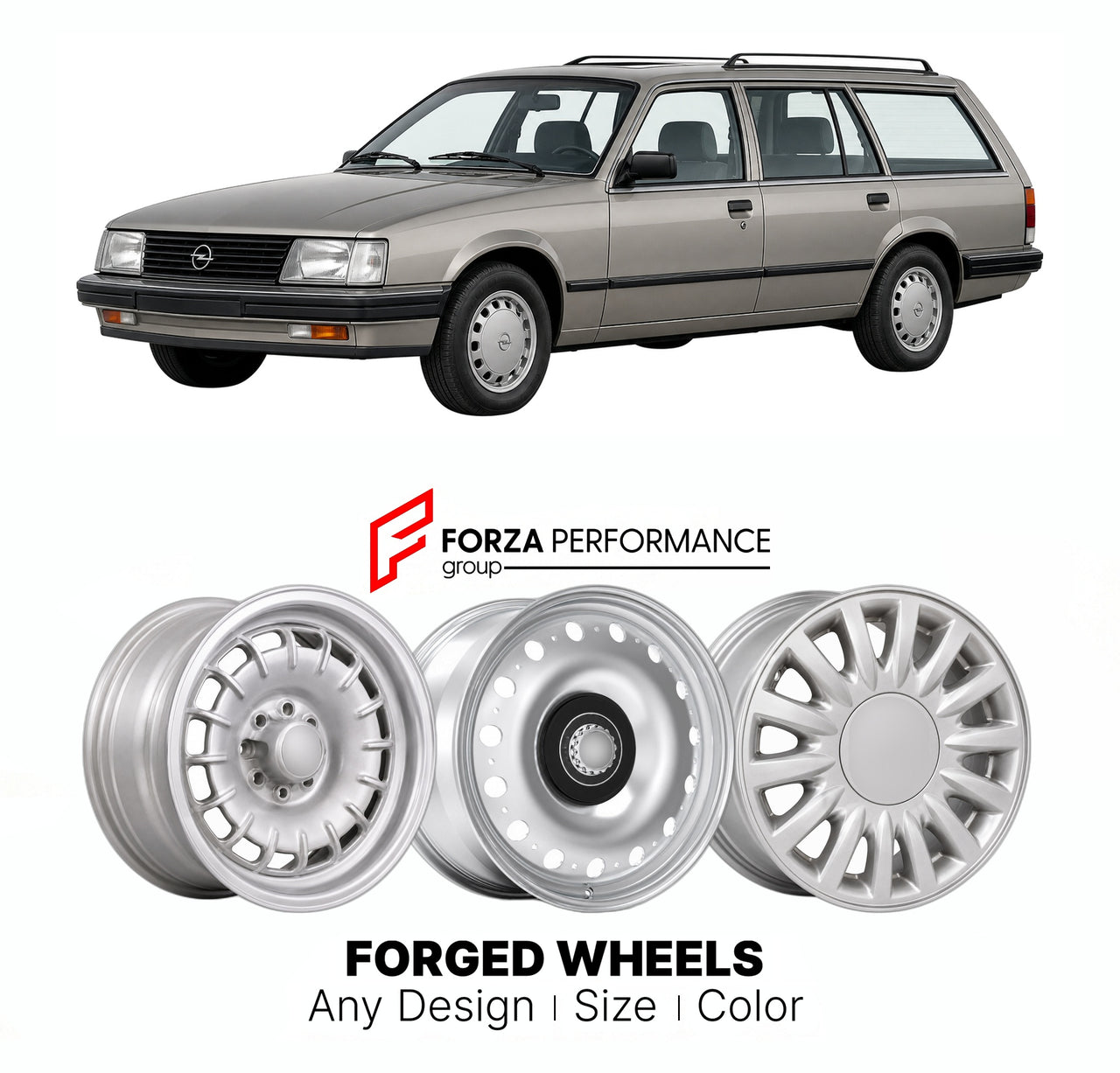 CUSTOM CLASSIC VINTAGE RESTOMOD RETRO OLD SCHOOL FORGED WHEELS RIMS for OPEL REKORD OMEGA SENATOR A CARAVAN 1986 - 1994

Custom forged wheels for Opel Rekord Omega Senator A Caravan 1986 - 1994. Classic, vintage, restomod wheel designs made to order in custom sizes, offsets, colors and finishes.

We manufacture premium quality forged wheels rims for Opel Rekord Omega Senator A Caravan 1986 - 1994 in any design, size, color.

THIS WHEEL DESIGN CAN BE CUSTOM-MADE FOR YOUR CAR IN ANY SIZE AND COLOR OPTIONS
Ava